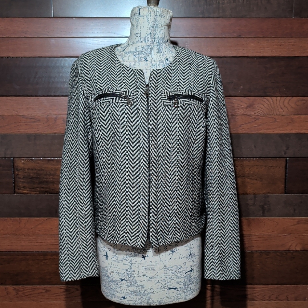 Chadwicks Women's Black and White Herringbone Jacket